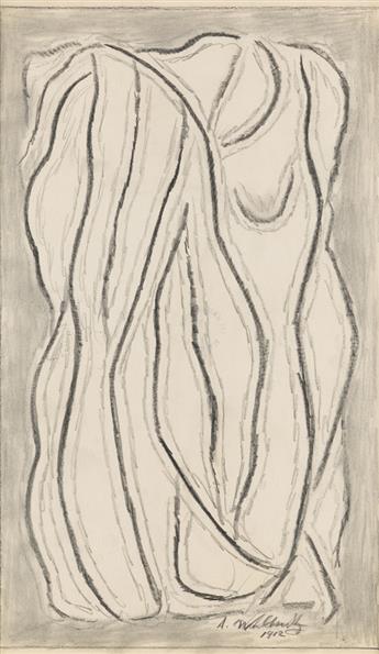 ABRAHAM WALKOWITZ Two abstract pencil drawings.